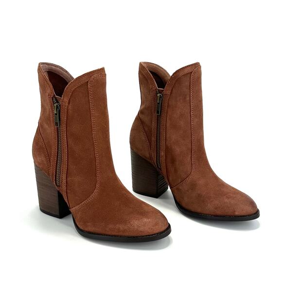 Seychelles Women Brown Heeled Ankle Boot Size 6.5 Suede Block Heel Padded New - Picture 13 of 15